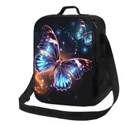 NSDdefAWCGT Lonchera aislada para mujeres y hombres, lonchera con correa ajustable para el hombro, mariposa y estrellas, bolsa de mano para picnic