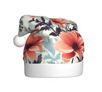 NSDdefAWCGT Sombrero de Navidad, bonito fondo floral, sombrero de Papá Noel, para adultos, unisex, gorro de Navidad para fiesta festiva de Año Nuevo