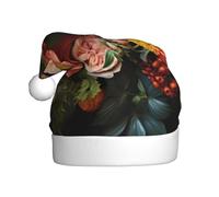 NSDdefAWCGT Sombrero de Navidad botánico floral de Papá Noel, sombrero de vacaciones para adultos, unisex, gorro de Navidad para fiesta festiva de Año Nuevo