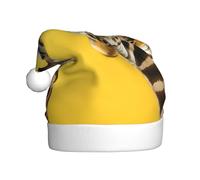 NSDdefAWCGT Sombrero de Navidad con diseño de jirafa sobre fondo amarillo, sombrero de Papá Noel para adultos, unisex, gorro de Navidad para fiesta festiva de Año Nuevo