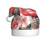 NSDdefAWCGT Sombrero de Navidad con estampado floral de flamenco, sombrero de Papá Noel para adultos, unisex, gorro de Navidad para fiesta festiva de Año Nuevo