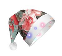 NSDdefAWCGT Sombrero de Navidad con estampado floral de flamenco, sombrero de Papá Noel para adultos, unisex, gorro de Navidad para fiesta festiva de Año Nuevo
