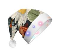 NSDdefAWCGT Sombrero de Navidad con estampado floral, sombrero de Papá Noel para adultos, unisex, gorro de Navidad para fiesta festiva de Año Nuevo