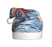 NSDdefAWCGT Sombrero de Navidad con estrella de mar sobre fondo azul, sombrero de Papá Noel para adultos, unisex, gorro de Navidad para fiesta festiva de Año Nuevo