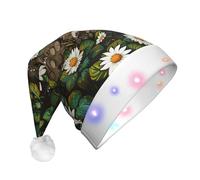 NSDdefAWCGT Sombrero de Navidad con flores dibujadas a mano, sombrero de Papá Noel, para adultos, unisex, gorro de Navidad para fiesta festiva de Año Nuevo