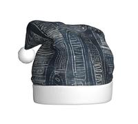 NSDdefAWCGT Sombrero de Navidad con líneas sobre fondo azul, sombrero de Papá Noel para adultos, unisex, gorro de Navidad para fiesta festiva de Año Nuevo