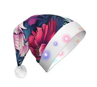 NSDdefAWCGT Sombrero de Navidad con patrón floral morado, sombrero de Papá Noel para adultos, unisex, gorro de Navidad para fiesta festiva de Año Nuevo