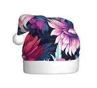 NSDdefAWCGT Sombrero de Navidad con patrón floral morado, sombrero de Papá Noel para adultos, unisex, gorro de Navidad para fiesta festiva de Año Nuevo