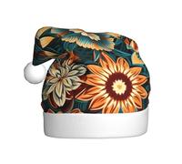 NSDdefAWCGT Sombrero de Navidad con patrón floral, sombrero de Papá Noel para adultos, unisex, gorro de Navidad para fiesta festiva de Año Nuevo