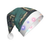 NSDdefAWCGT Sombrero de Navidad dibujado a mano con patrón de árbol de Papá Noel, sombrero de Papá Noel para adultos, unisex, gorro de Navidad para fiesta festiva de Año Nuevo