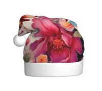 NSDdefAWCGT Sombrero de Navidad floral con mariposa, sombrero de Papá Noel, para adultos, unisex, gorro de Navidad para fiesta festiva de Año Nuevo