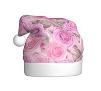 NSDdefAWCGT Sombrero de Navidad floral con rosas lindas sombrero de Papá Noel para adultos unisex gorro de Navidad para fiesta festiva de Año Nuevo