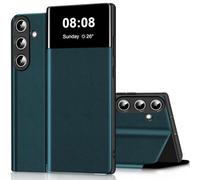 Nshkeji Funda para Samsung Galaxy A15 funda piel cartera tipo libro con tarjetero ranura Clear View caso protección funda para Samsung A15 5G Case (verde, Samsung Galaxy A15)