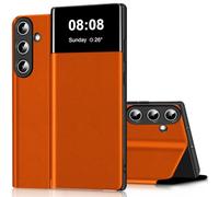 Nshkeji Funda para Samsung Galaxy A55 funda cartera tipo libro con tarjetero ranura Clear View caso protección funda para Samsung Galaxy A55 5G Case (naranja, Samsung Galaxy A55)