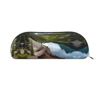 NSHSNKWB Glacier National Park Bolsa de almacenamiento semicircular de cuero estuche de almacenamiento estuche de maquillaje estuche de almacenamiento para monedas