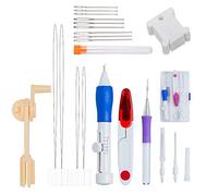 Nsiwem Aguja Magica para Bordar 9 piezas Kit de Herramienta de Bordado Punch Needle Kit Agujas de Punzón Embroidery Kit para Bordado DIY Costura