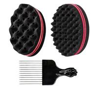 Nsiwem esponja pelo afro Cepillo de esponja Magic Cepillo de Pelo de Barbero Rastas de Esponja Herramienta de Cuidado del Cabello Peluquería Pelo Cepillo con peine afro 2 Piezas