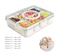 Nsiwem Snack Box, Bandeja Aperitivos con 8 Compartimentos y Tapa, Organizador de Nevera, Recipientepara Servir Dulces, Bandeja para Servir Bocadillos, Plato de Fruta, Caja de Clasificación