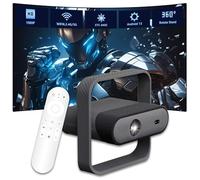 NSL03 Proyector Inteligente,2.4G+5G WIFI6 y BT5.4,rotación Libre de 360°,miniproyector portátil Android 13,iluminación Ambiental RGB,Enfoque automático y corrección Trapezoidal,Cine en casa (Negro)