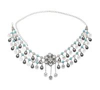 NSLS Cinturón de cintura de flores de cristal para mujer, cadenas de vientre, cinturón de playa, cadena de cuerpo, plata, india, étnico, bohemio, joyería turca egipcia, Large, aleación, Cristal