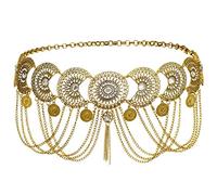 NSLS Cinturón de cintura de flores de cristal para mujer, cadenas de vientre, cinturón de playa, cadena de cuerpo, plata, india, étnico, bohemio, joyería turca egipcia, Large, Aleación, cristal y