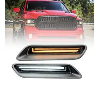 NSLUMO 2x Luz de campana de ventilación LED para RAM 1500 2010-2022 Capucha deportiva Blanco DRL Luz de circulación diurna Ámbar Señales de giro dinámicas Hood Reemplazo de luz decorativa