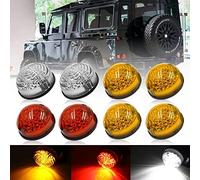 NSLUMO 8pcs blanco ámbar rojo lente defensor led luz actualización kits indicador delantero y luz trasera roja parada trasera compatible con defensor 90/110 73mm