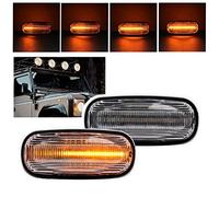 NSLUMO Indicador lateral compatible con Land-Rover Defender TD5 Freelander Discovery 2 Lente transparente LED Luz de marcador lateral Luz intermitente de señal de giro secuencial dinámica