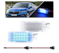 NSLUMO LED Azul Real Puerta Cortesía Interior Maletero Luces para Sk/oda Fabia Octavia Roomster Superb Rapid Kodiaq 2x Led Footwell Guantera Maletero Luces de equipaje Luces ambientales