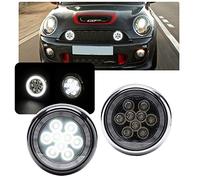 NSLUMO LED Rally DRL Luz de conducción para Mini Cooper R55 R56 R57 R58 R59 carcasa cromada Anillo de aureola Lámpara de circulación diurna 2 piezas Bimmer Faro adicional Lámparas LED DRL