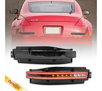NSLUMO Lente de humo 350z Todo en uno Led Señal de giro secuencial Luz de freno de respaldo Conjunto antiniebla trasero para Nissan 350Z Z33 2003~2009 Barra de luz 3D Luz de freno led
