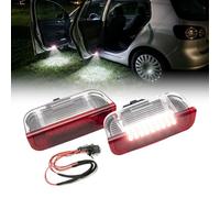 NSLUMO Luz de puerta LED para V-W Golf Jetta Passat EOS Sharan Skoda Superb Seat Leon LED Iluminación interior coche 2 x Blanco Rojo Lámpara de cortesía puertas internas CANBus Reemplazo OEM