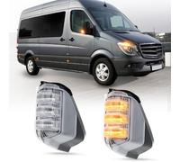 NSLUMO Luz LED de Espejo Retrovisor para 2006-2025 Mercedez-Ben.z Sprinter W906 BR907/910,V-W Cra-fter MAN TGE, Intermitentes Secuenciales Dinámicos, Indicador de Espejo con Lente Transparente