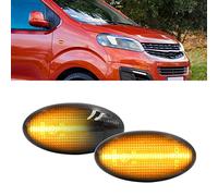 NSLUMO Señal de dirección LED dinámica repetidor luz indicadora lateral compatible con O.pel Zafira Life Combo E Peugeot Rifter Ci/troen Berlingo 3 Side Marker Blinker Light 2x lente ahumada