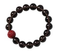 NSNYDNZ Pulsera de obsidiana de 12 mm, obsidiana Natural, cinabrio, Feng Shui, Nafu, Buena Suerte for Mujeres, Reiki, Chakras, Cuarzo, talismán for la Prosperidad y el Dinero.