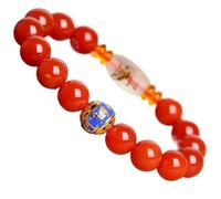 NSNYDNZ Pulsera de obsidiana, Pulsera de ágata roja de 10 mm con Cuentas de Cristal for Mujeres y Hombres, curación de Reiki, meditación de Chakras, obsidiana(Red Agate)