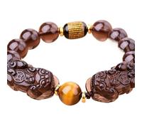 NSNYDNZ Pulsera de obsidiana, Pulseras de Cuentas de Ojo de Tigre de Doble Piyao, obsidiana Dorada Natural, obsidiana Negra, Pulsera energética Ajustable, obsidiana Negra,(Golden Obsidian-,12mm)