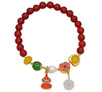 NSNYDNZ Regalos para Mujeres, Pulsera de la Riqueza con Colgante de Calabaza/Wu Lou de 6 mm, Cuentas de Cristal, Amuleto de la Suerte, Pulsera for Mujer, Cristal Reiki, Chakras