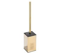 NSODOO Soporte para escobilla de inodoro de pie para baño, portaescobillas de inodoro de acero inoxidable 304, almacenamiento y organización, resistente al óxido, oro pulido, cuadrado, 17 pulgadas de