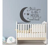 NSRJDSYT Calcomanía de Vinilo para Pared de guardería I Love You to The Moon and Back Moon Stars Pegatina de Pared decoración del hogar para habitación de niños calcomanías de par 78x57cm