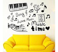 NSRJDSYT Nota Musical Etiqueta de la Pared Vinilo Ventana calcomanía boceto Instrumentos Musicales Canciones de Amor Tiempo de música habitación de niños decoración d 56x81cm