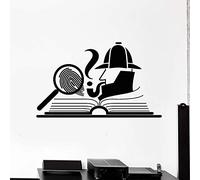 NSRJDSYT Sleuth Detective Pared calcomanía Lupa Huella Digital Libro Abierto Arte Vinilo Ventana Pegatinas Biblioteca librería niño habitación decoración Interior 57x94cm