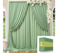 NSSONBEN Cortinas Tipo telón de Fondo Verde Salvia sin Arrugas de 40 x 10 pies para Fiestas, 8 Paneles de Tela de 5 x 10 pies de Grosor, Cortinas de Fondo de Fotos para Bodas, Fiestas, decoración de