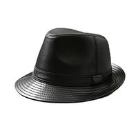 nster Sombreros de invierno, cuero jazz gorra de piel de oveja de piel de oveja sombrero corto corto retro vintage casual fiesta jugador de bolos