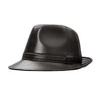 nster Sombreros de invierno, cuero jazz gorra de piel de oveja de piel de oveja sombrero corto corto retro vintage casual fiesta jugador de bolos