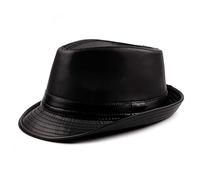 nster Sombreros de invierno, hombres cuero caballero sombrero panama jazz gorra fiesta jugador de bolos casual corto ala