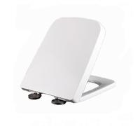 NSTVVEE Asiento de Inodoro de Cierre Suave y liberación rápida, fijación Superior Sencilla, Asiento de Inodoro Cuadrado Blanco con bisagras Ajustables 360°, Tapa de Inodoro Cuadrada (04a)