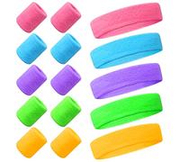 Nswayy 15pcs Diademas Deportivas Cintas Sudor y Muñequeras Sudor, Muñequeras Deportivas para Hombres y Mujeres Yoga Fitness Correr Ciclismo Muñequera Tenis Padel