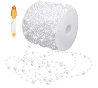 Nswayy 60m/Rollo Guirnalda de Perlas,Cadena de Cuentas de Perlas con Tijera Diy Cadena de Perlas Artificiales Cadena Perlas Decorativas para Boda Fiesta Cadena de Perlas para Manualidades