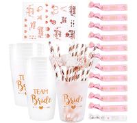 Nswayy 61pcs Team Bride y Bride,Copas para Bride Despedida Soltera Bride to be Despedida de Soltera Accesorios Pegatinas de Tatuajes Muñequeras Pajilla Copas para Bride